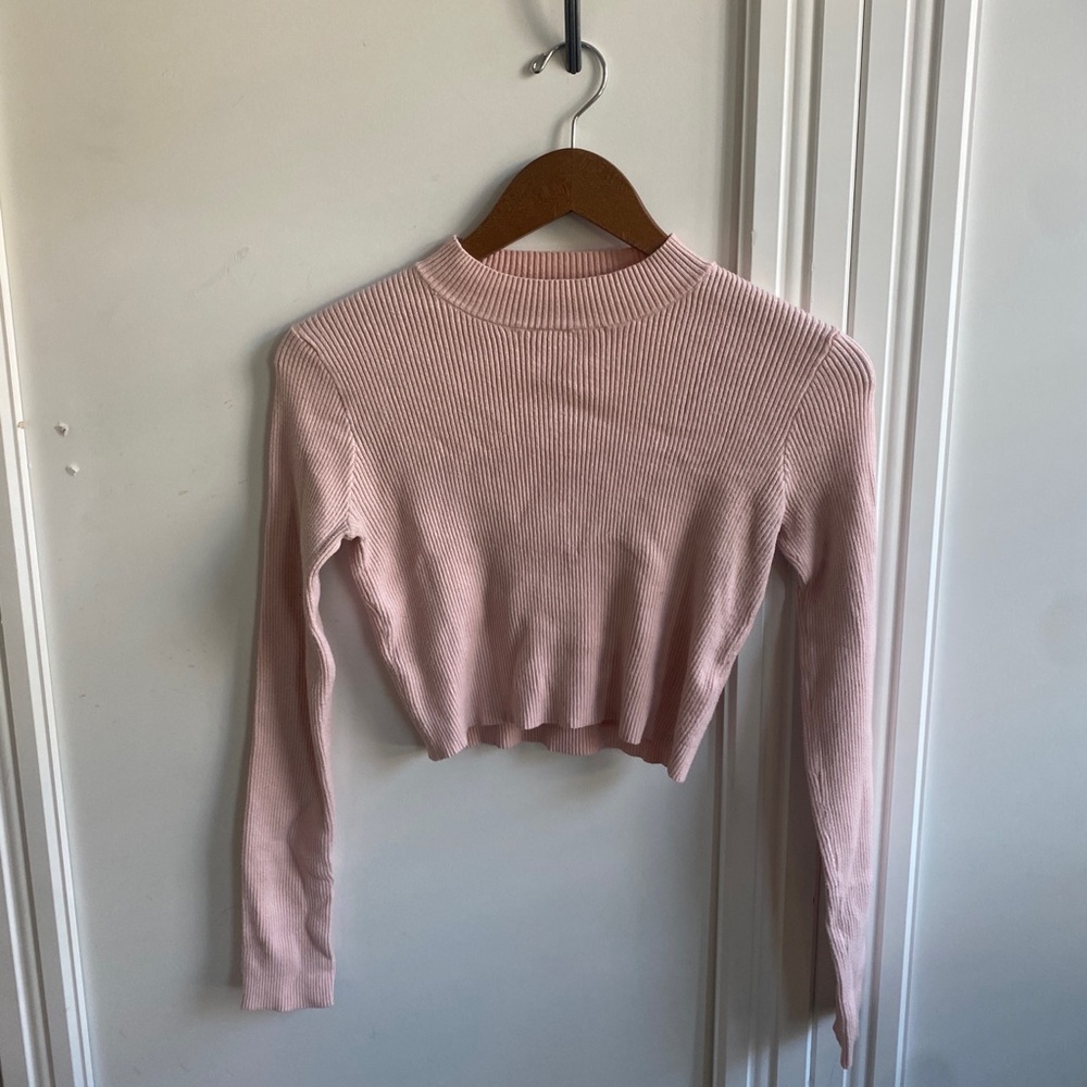 Brandy Melville Light Pink Ribbed Longsleeve Top